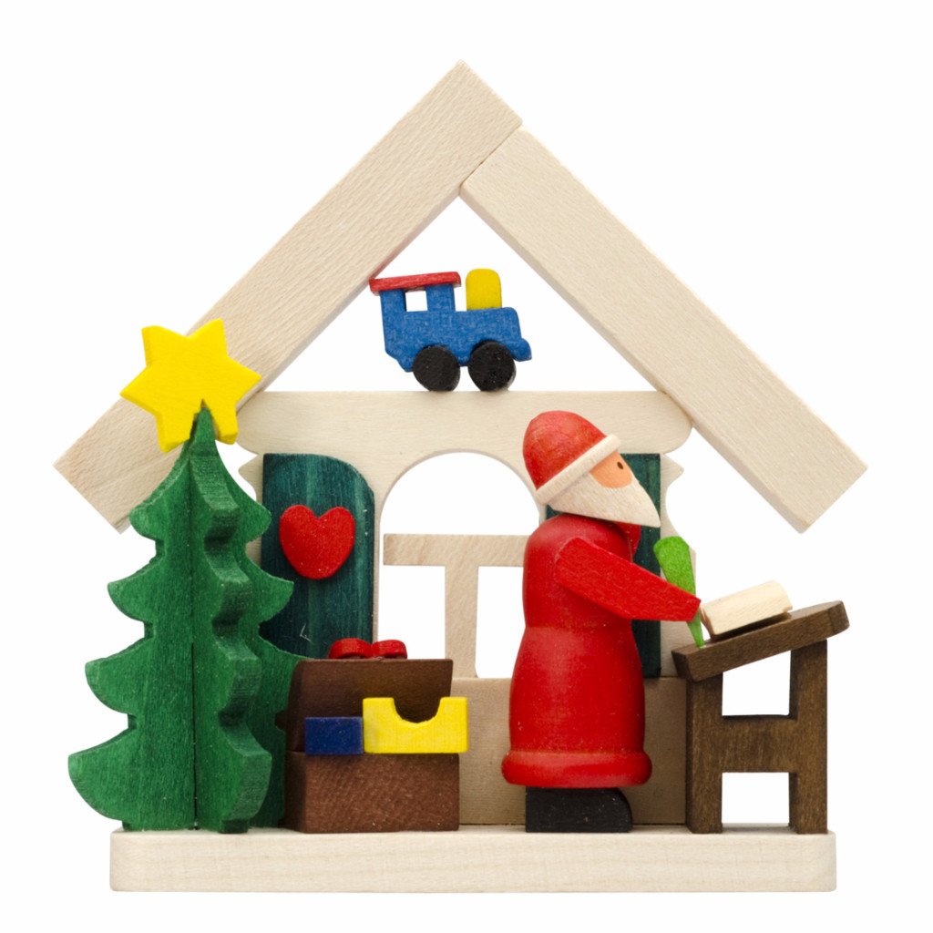 At Home with Santa Checking his List - Christmas tree decoration